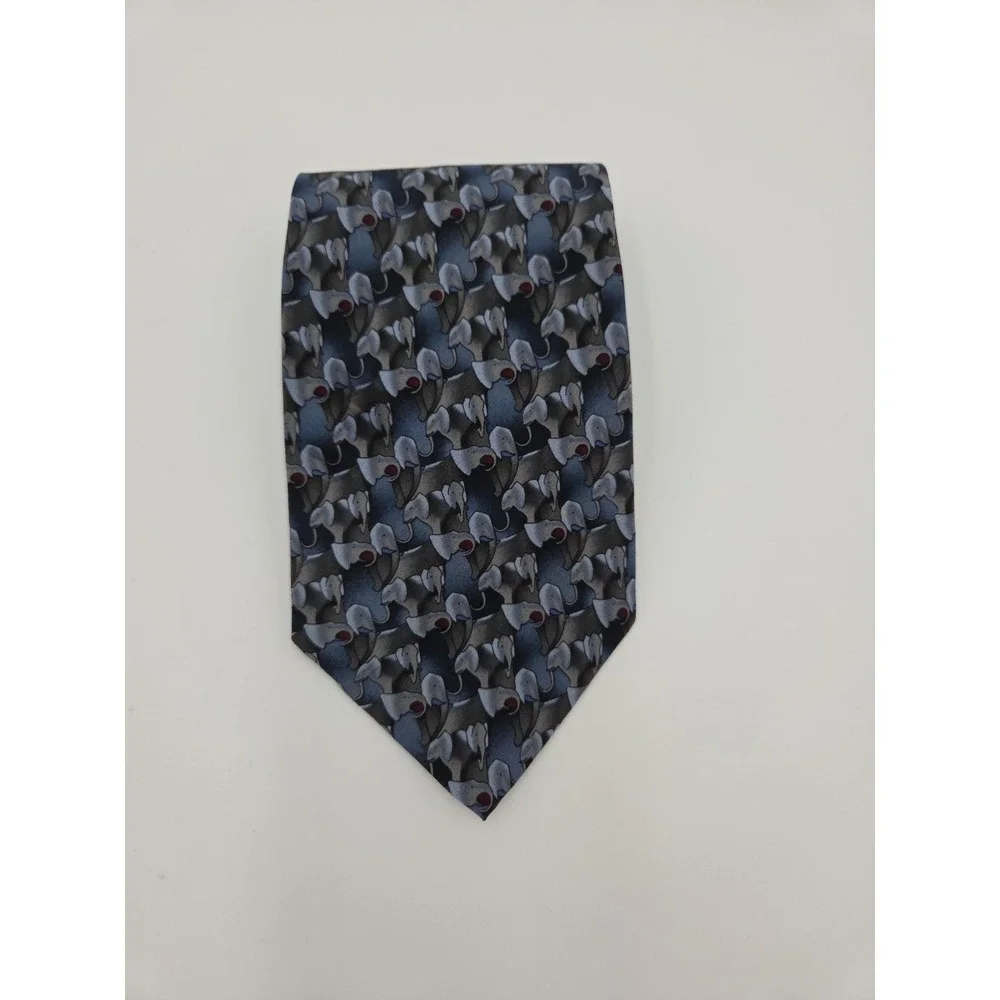 Men's Tie Nature Conservancy Silk Pattern Elephant Blue ,Gray 61